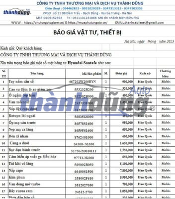 PHỤ TÙNG XE HYUNDAI SANTAFE MỚI NHẤT