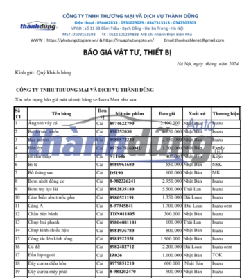 PHỤ TÙNG XE ISUZU MUX MỚI NHẤT