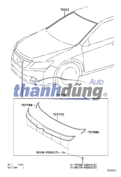 nẹp mạ capo. nẹp mạ nắp capo, nẹp xi capo